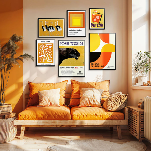 Eclectic Orange Gallery Wall