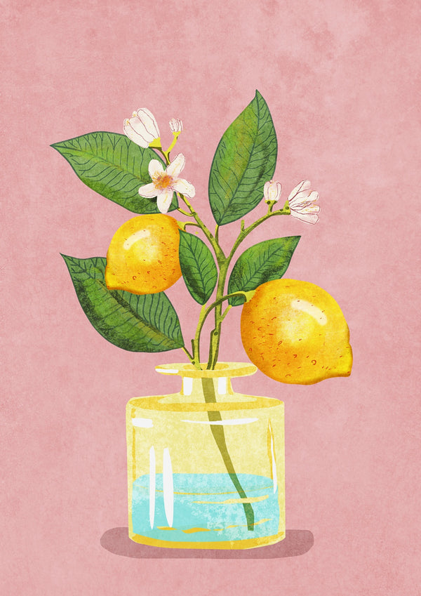 Lemon Bunch in Vase