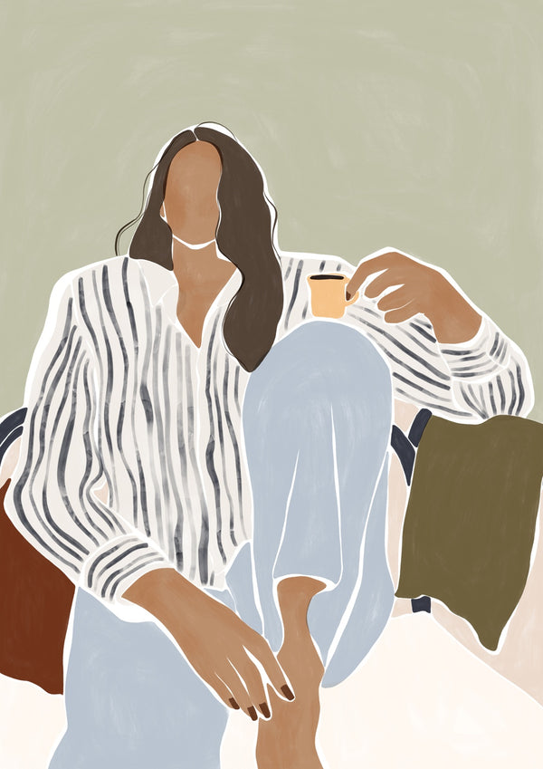 Woman Enjoying a Cup of Espresso