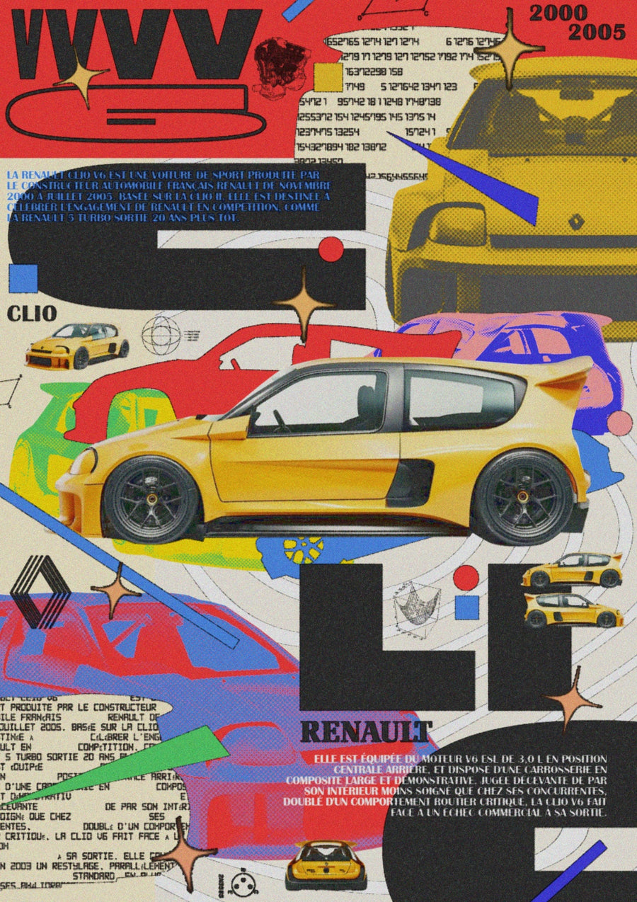 Clio V6 Widebody Car - Print only