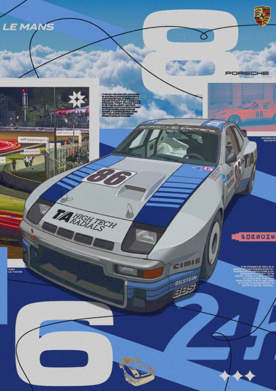 924GTR Racing Le Mans Car - Print only