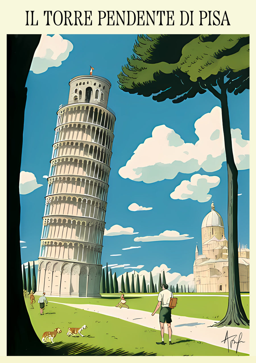 Lutande tornet i Pisa - Italien - Print only