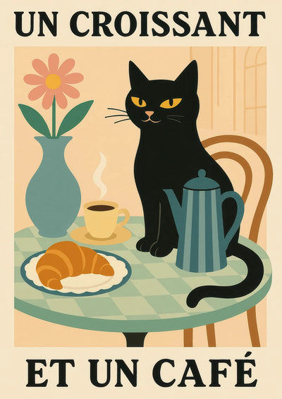 Een croissant en een koffie