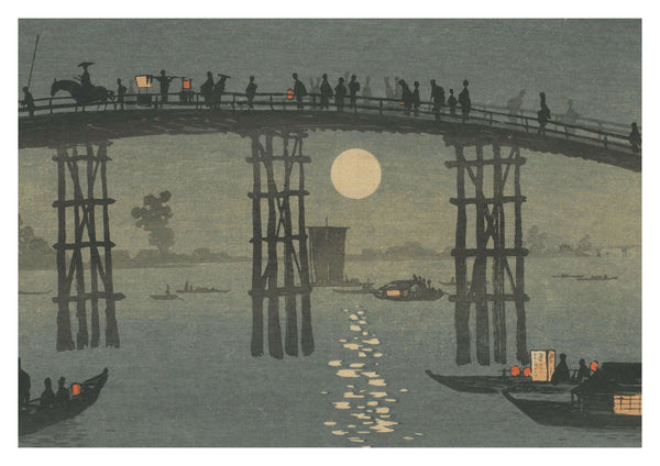 Ryogoku-bron under fullmåne