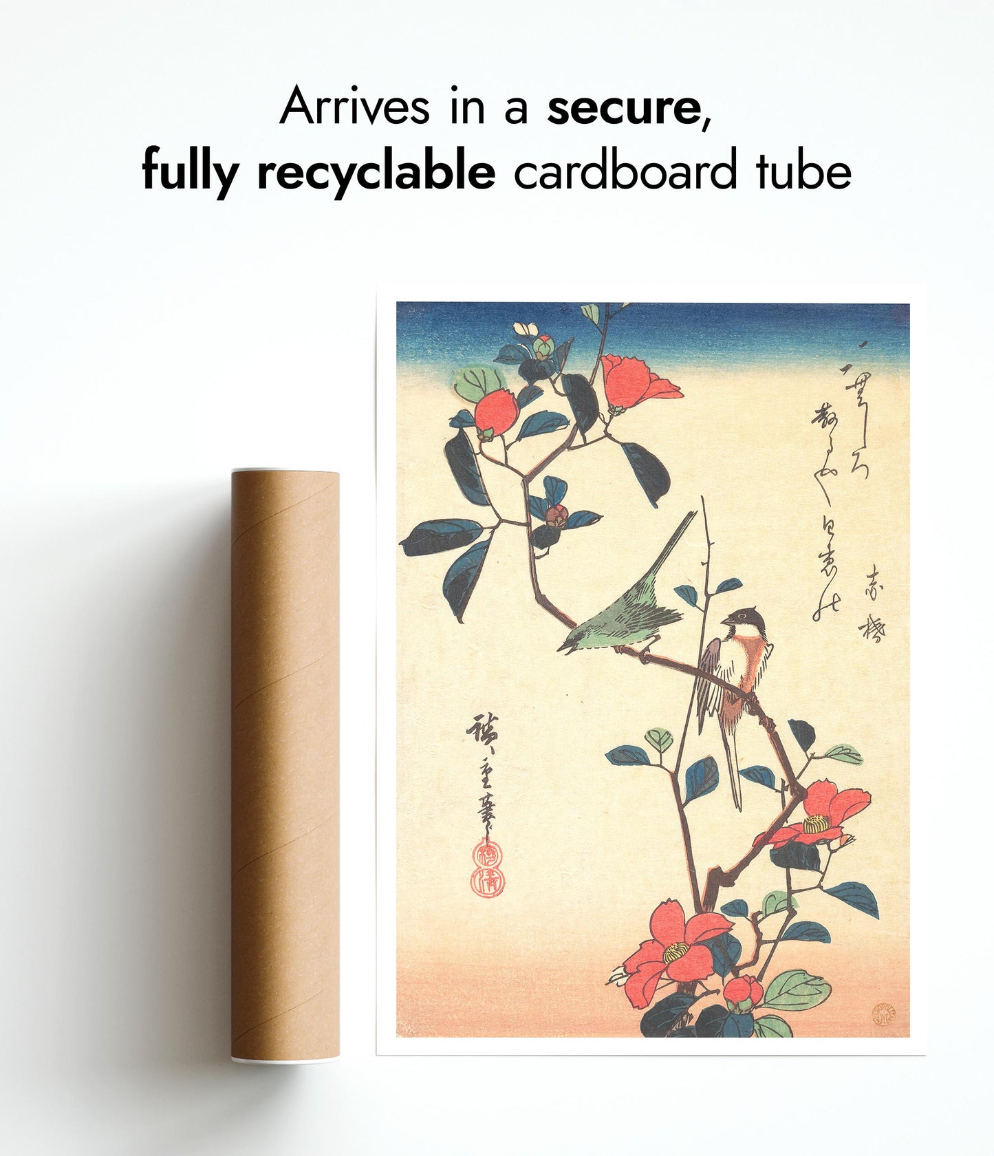 Zwaluwen en IJsvogel met Rozenmalva's