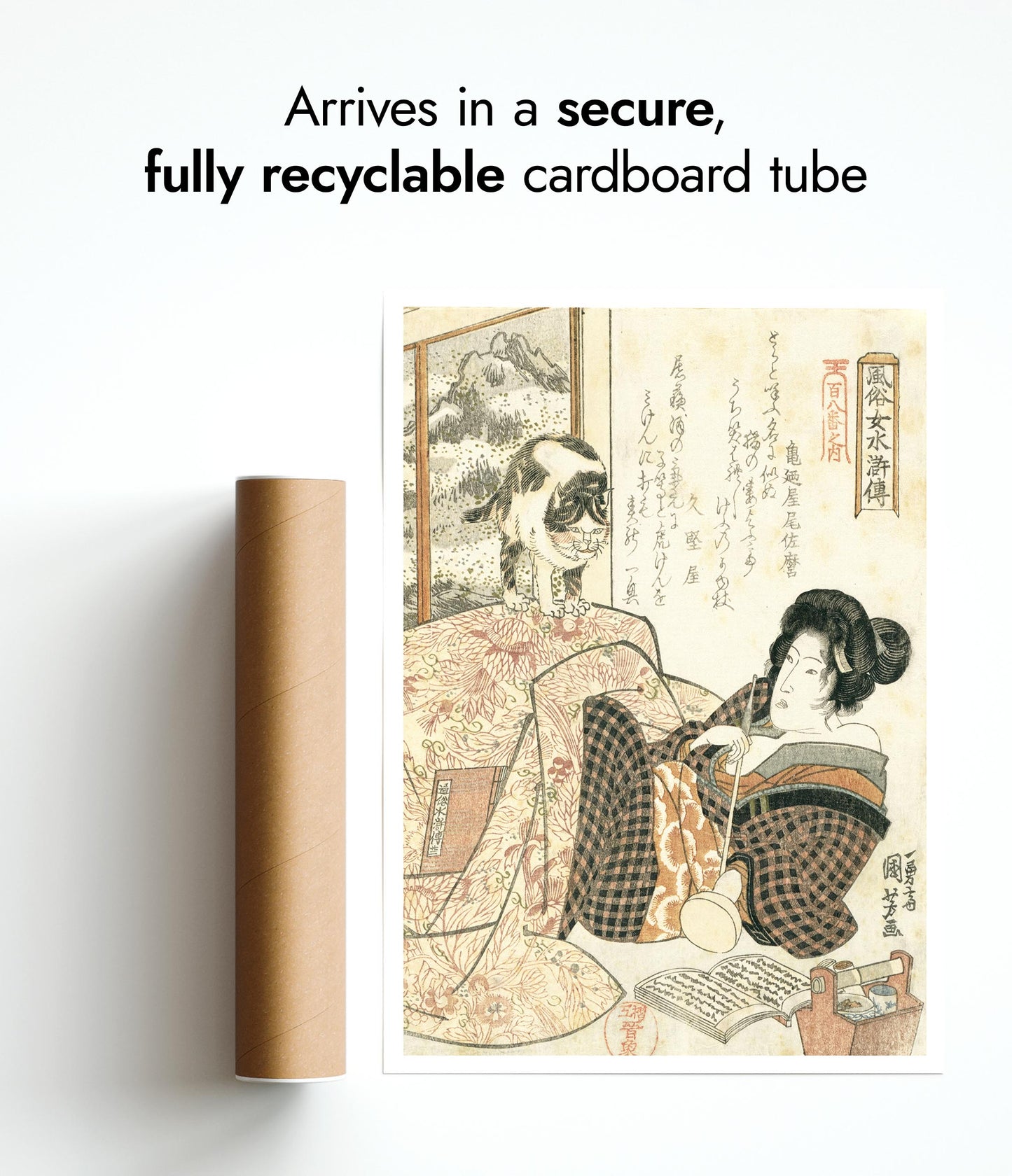 Kvinna med katt på bordet