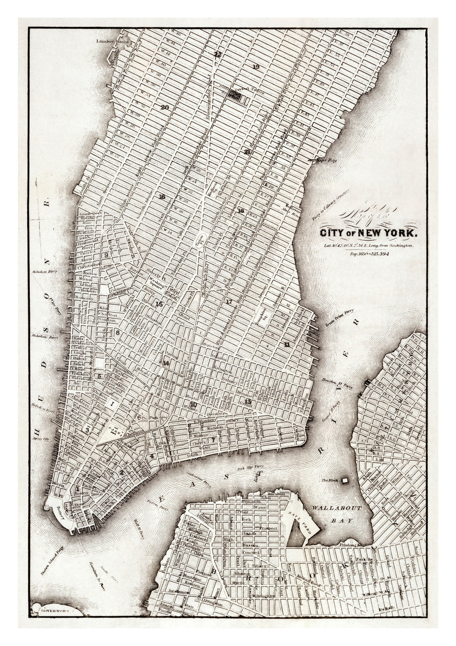 Vintagekaart van New York - Print only