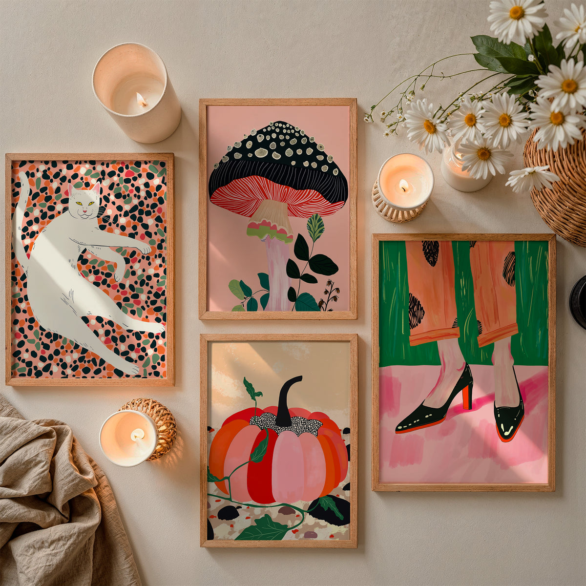 Mur de galerie éclectique