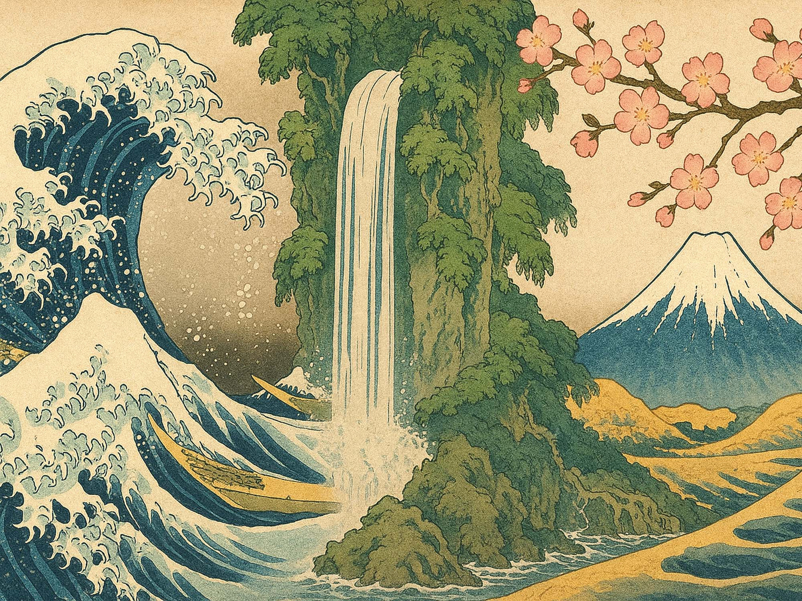 Hokusai's Nature: Waterfalls, Flowers, and Landscapes