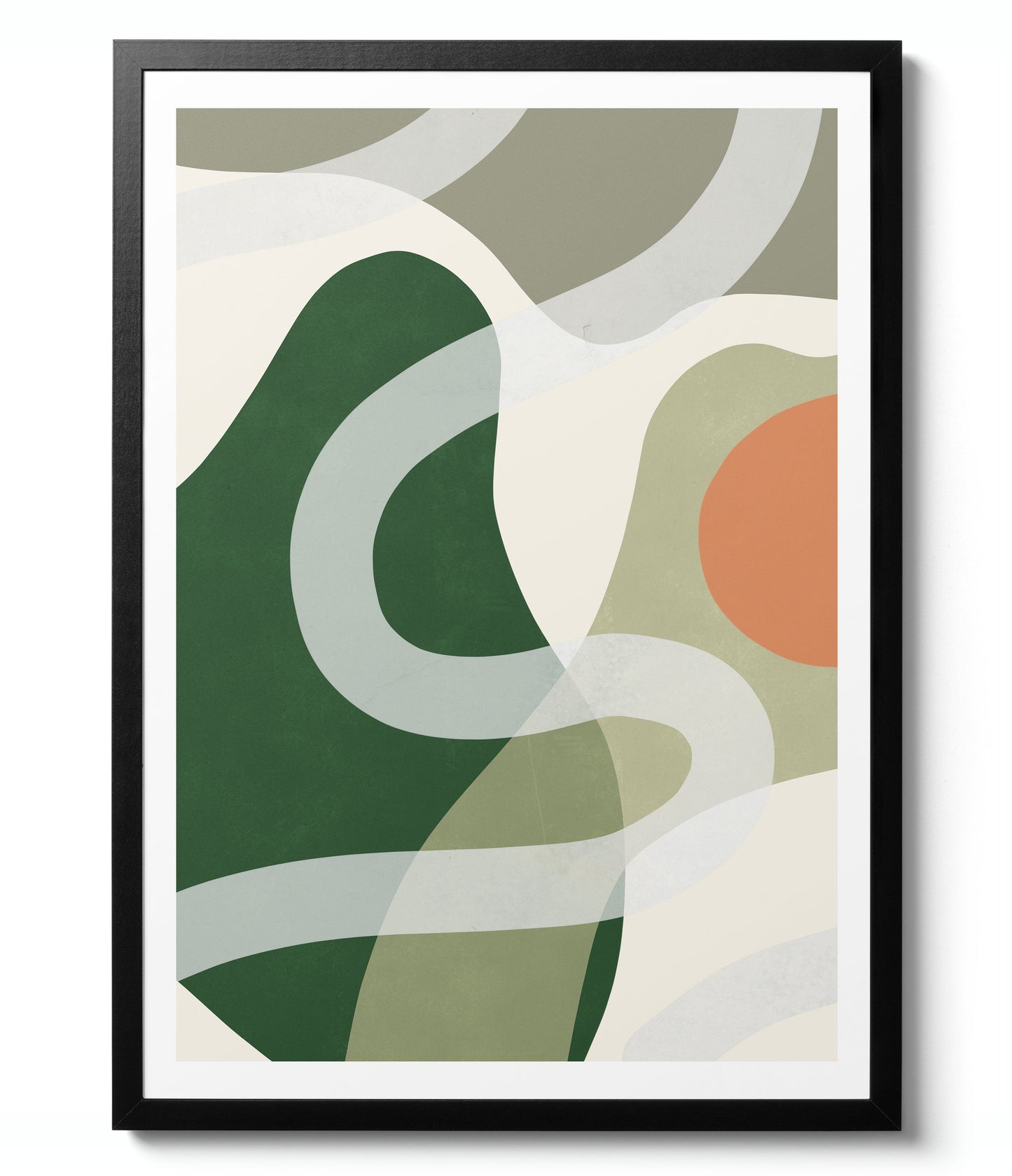 Mur vert de galerie abstraite