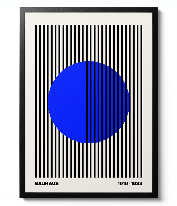 Circle + Stripes Blue on White - Bauhaus