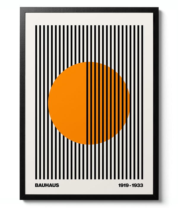 Circle + Stripes Orange on White - Bauhaus