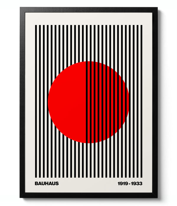 Circle + Stripes Red on White - Bauhaus