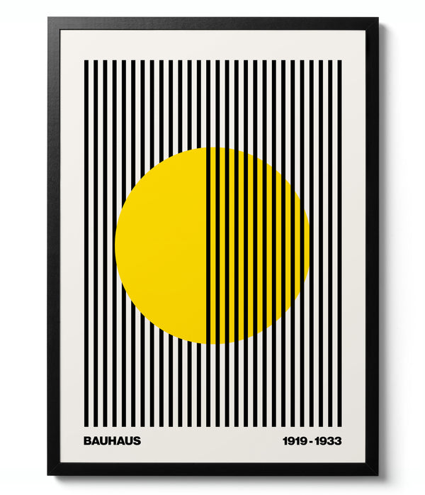 Circle + Stripes Yellow on White - Bauhaus