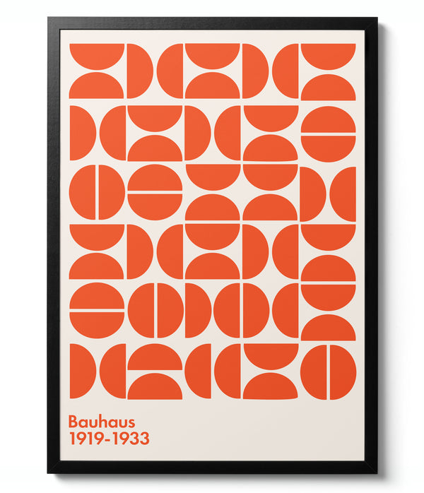 Semi-Circles Orange on White - Bauhaus