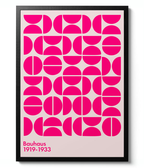 Semi-Circles Pink on White - Bauhaus