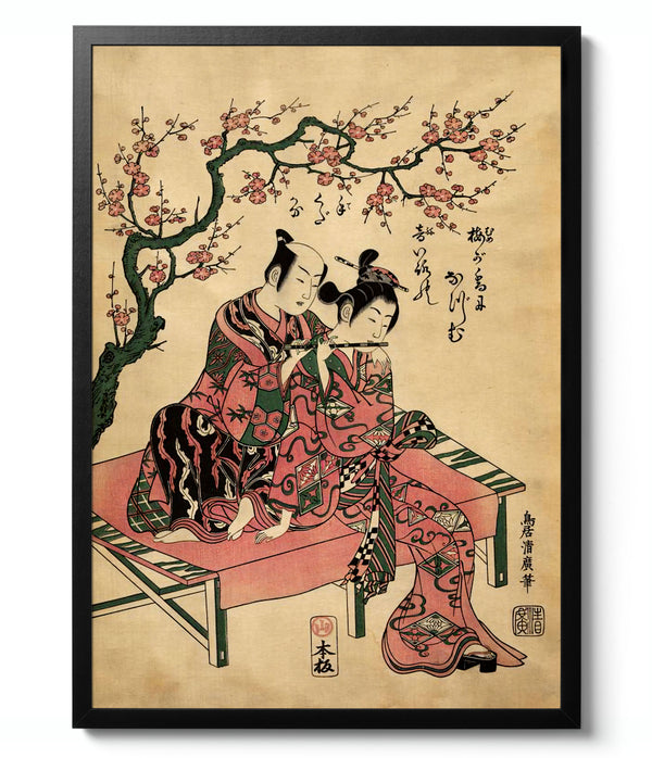 Man and a Woman under a Japanese Apricot Tree - Utagawa Kunisada
