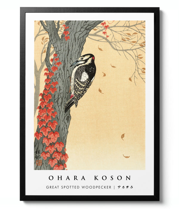 Great Spotted Woodpecker - Ohara Koson