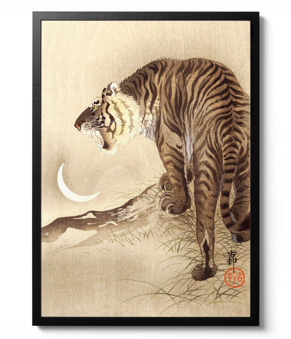 Tiger and Crescent Moon -  Ohara Koson