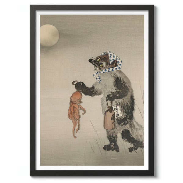 Tanuki and Full Moon