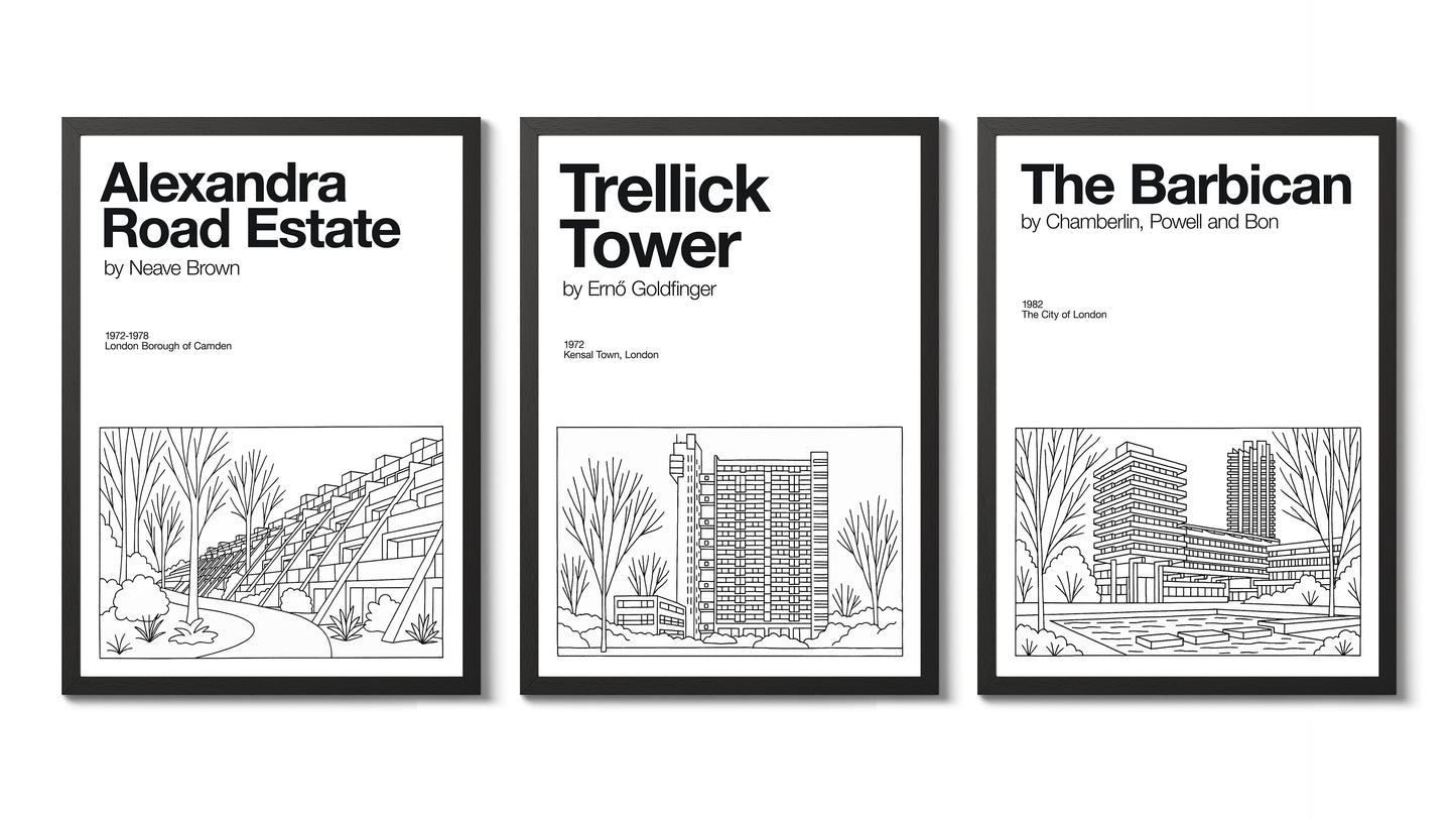 Lijntekeningen Architectuur Trio