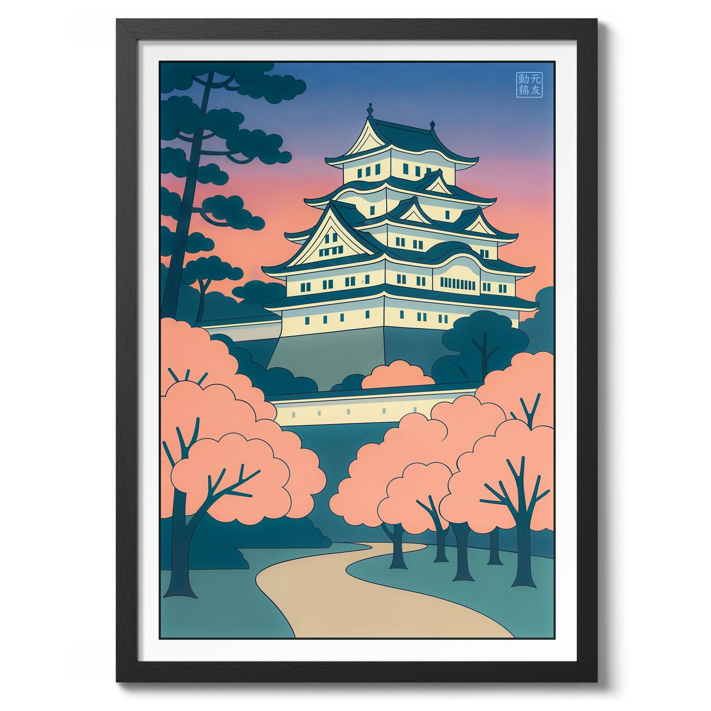 Osaka-kasteel bij zonsondergang