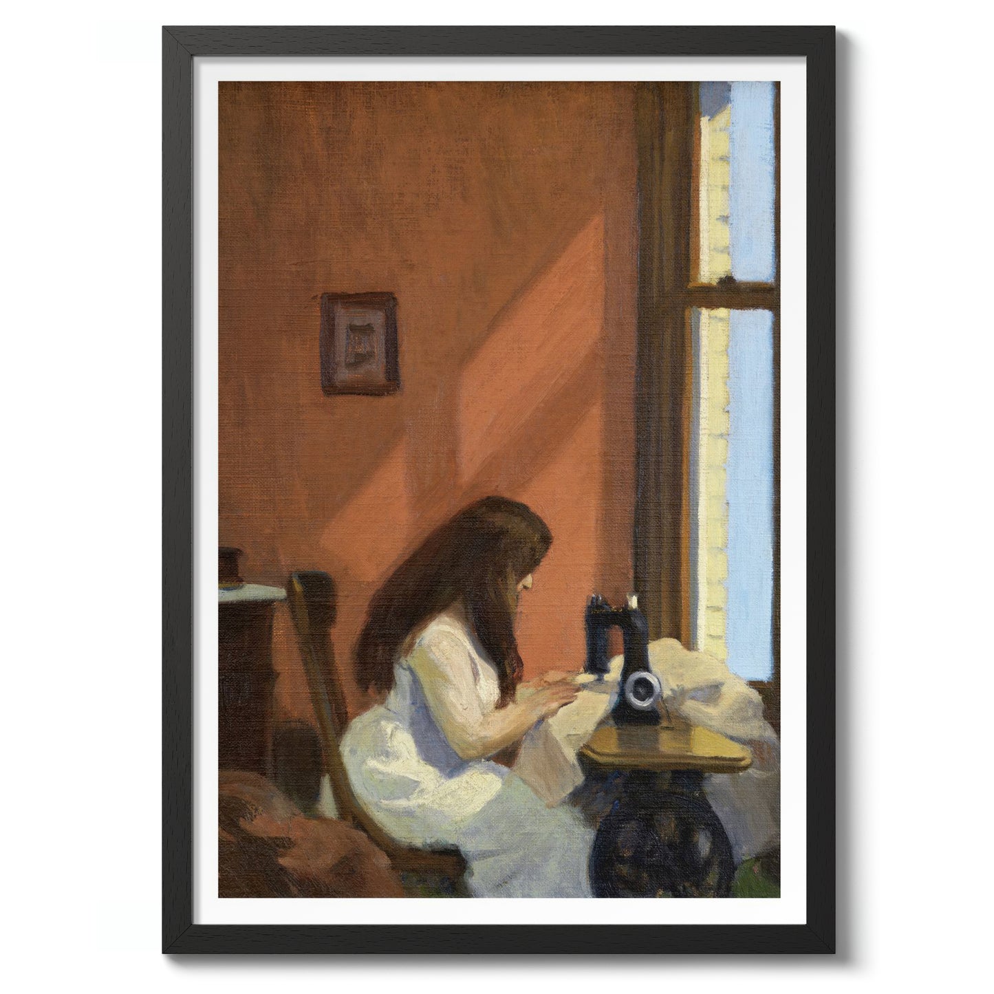 Meisje bij een naaimachine