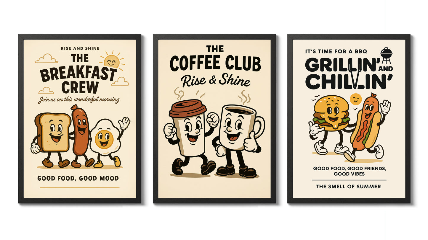 Frühstücks-Maskottchen-Trio