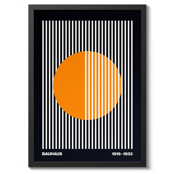 Bauhaus Orange Circle on White Stripes