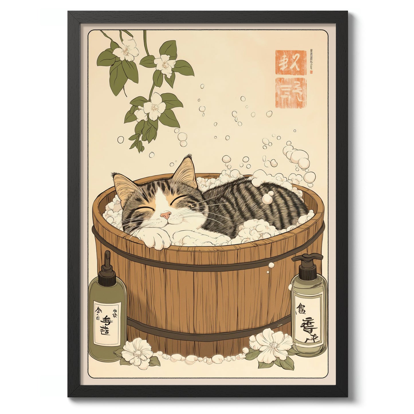 Slapende kat in badkuip