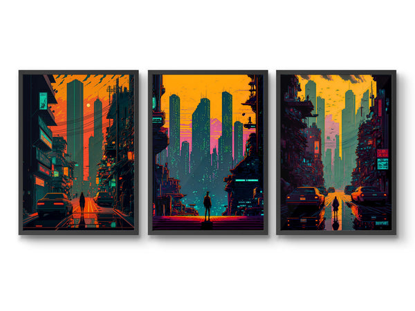 Neon City Skyline - Set of 3