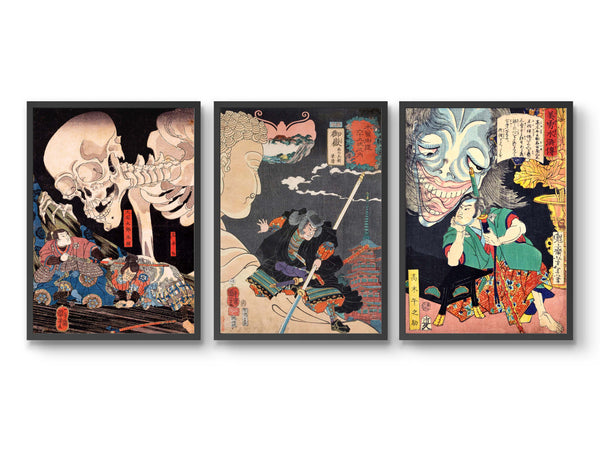 Samurai Woodblock Ukiyo-e - Set of 3