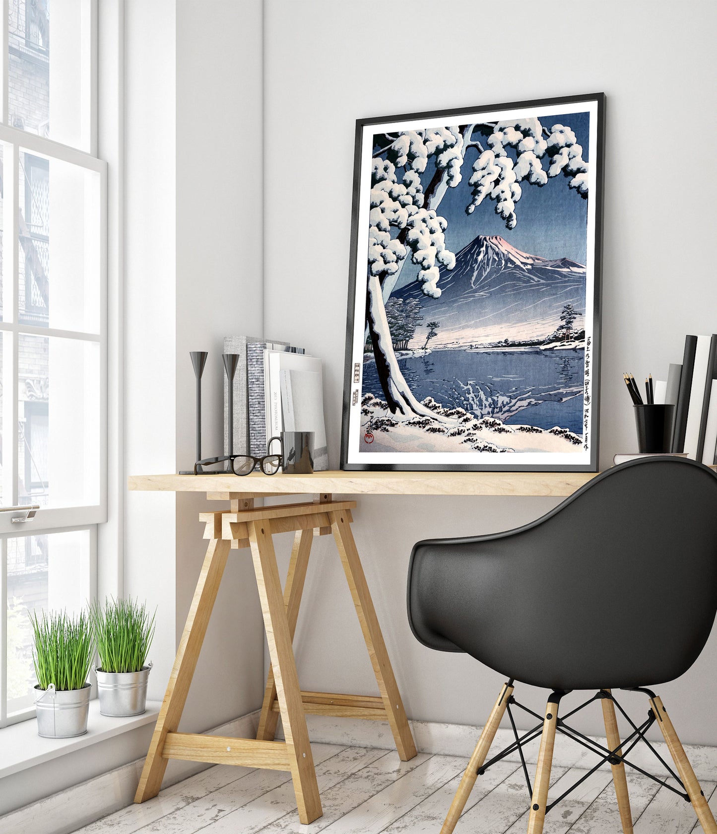 Mt Fuji efter snö i Tagonoura-bukten