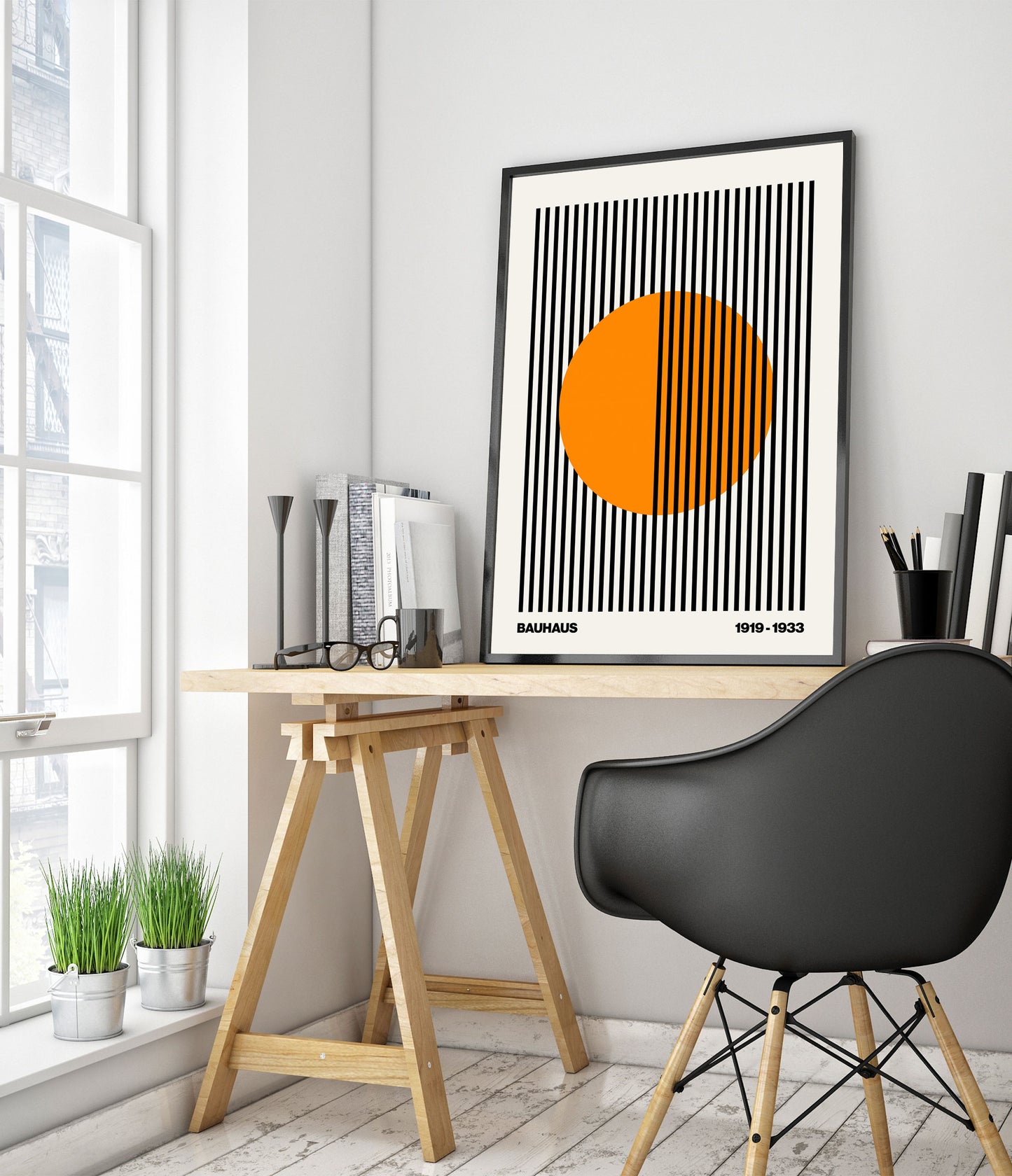 Circle + Stripes, Orange on White
