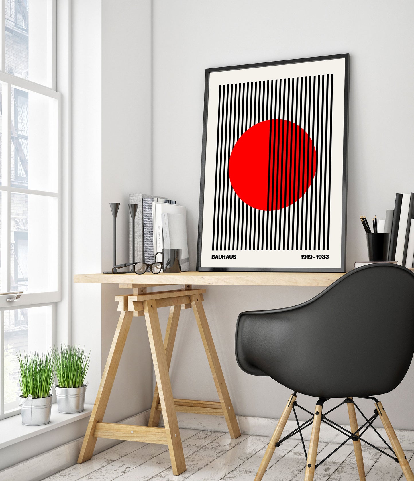 Circle + Stripes, Red on White