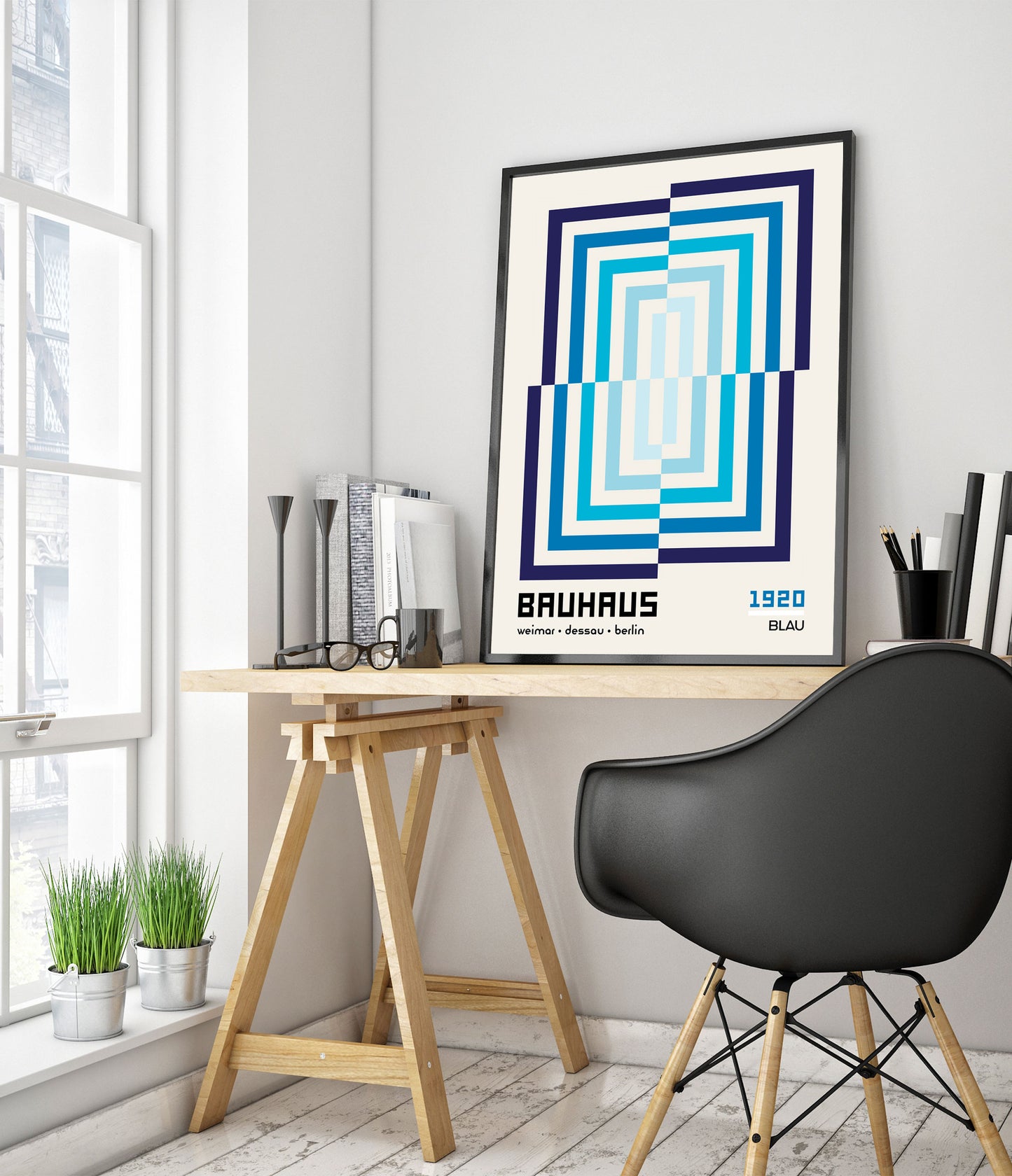 Rektangulär illusion, i blått