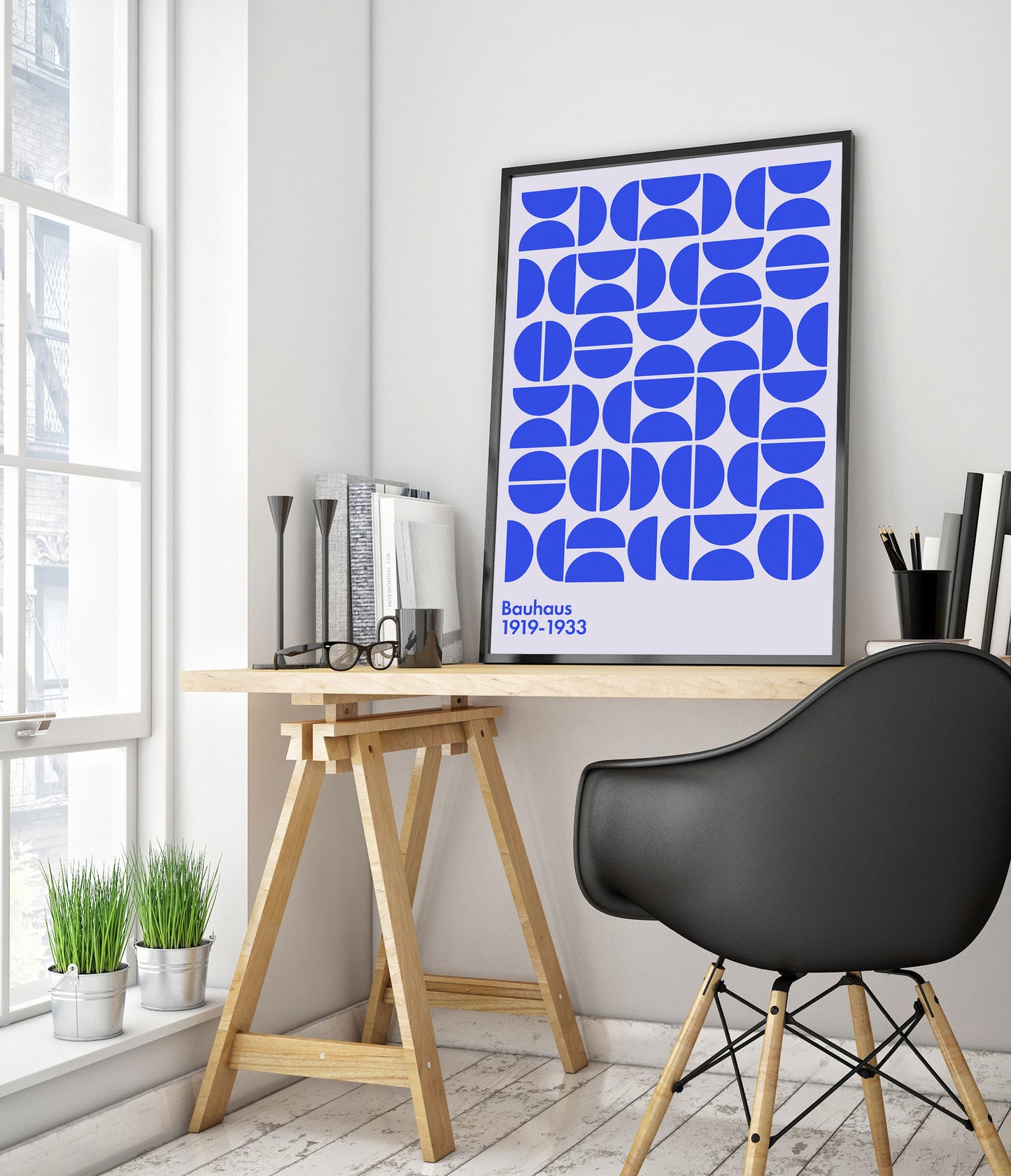 Semi-Circles Blue on White