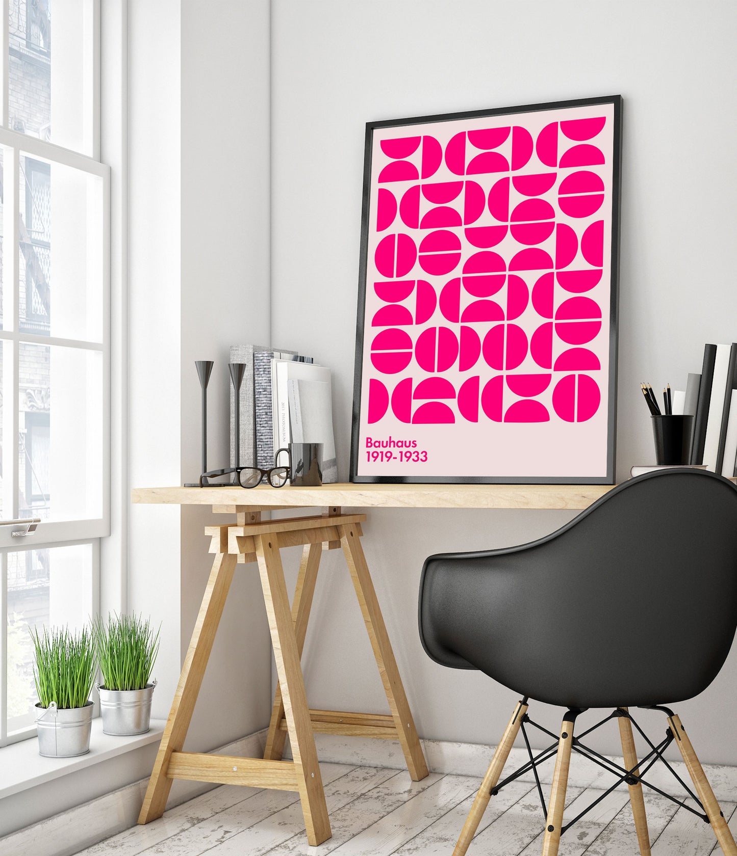 Semi-Circles Pink on White