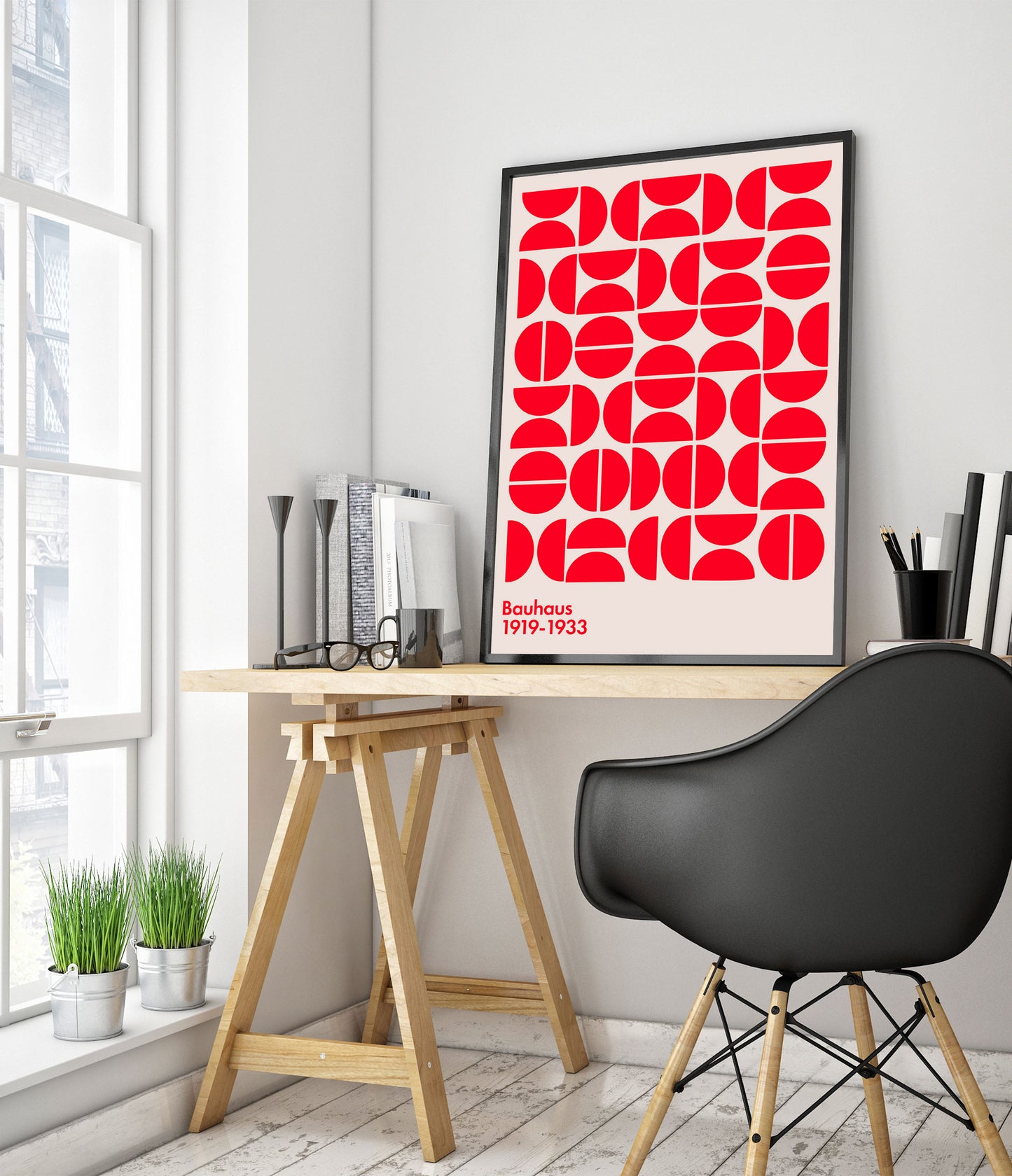 Semi-Circles Red on White