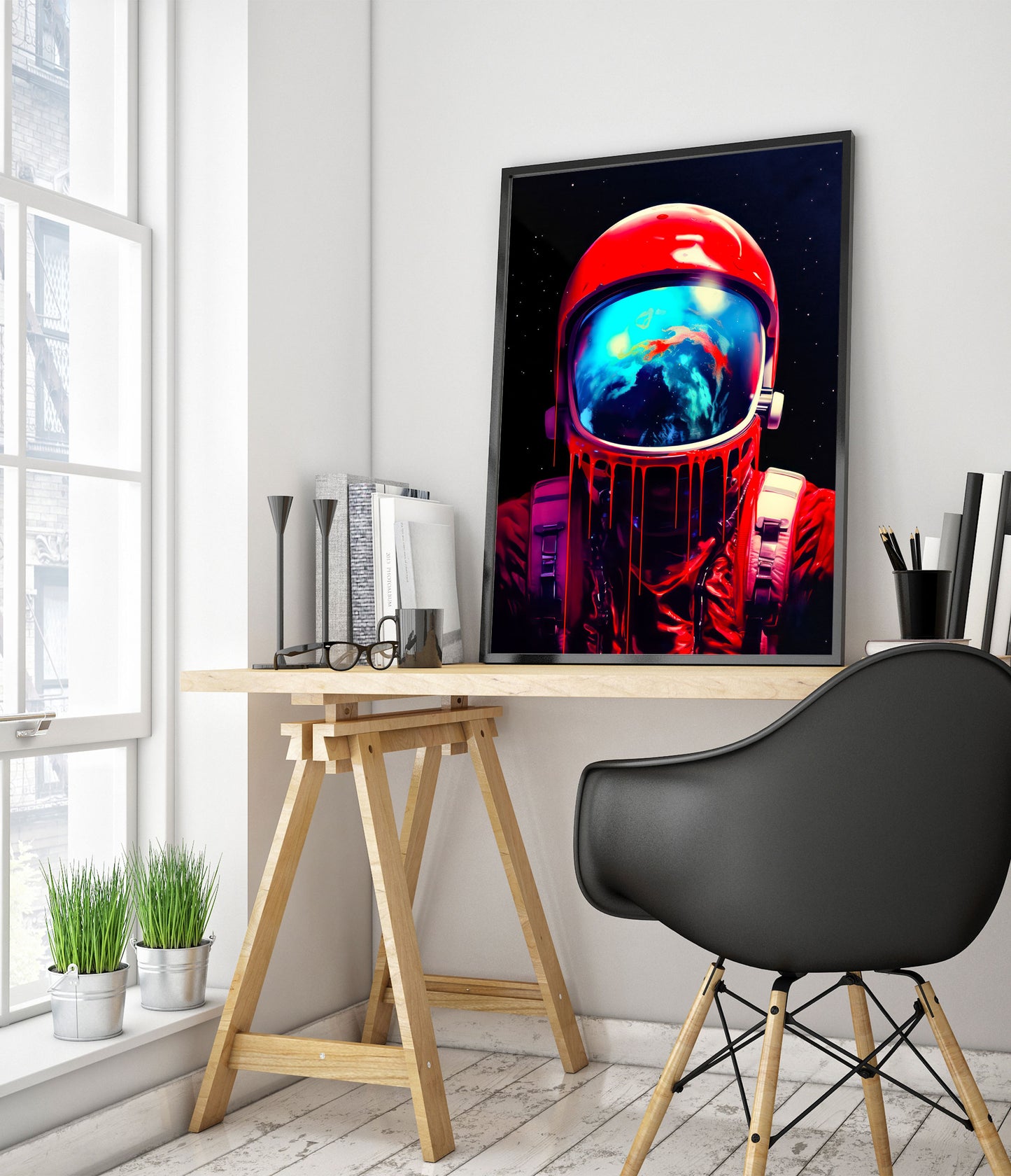 Homme de l'espace dégoulinant