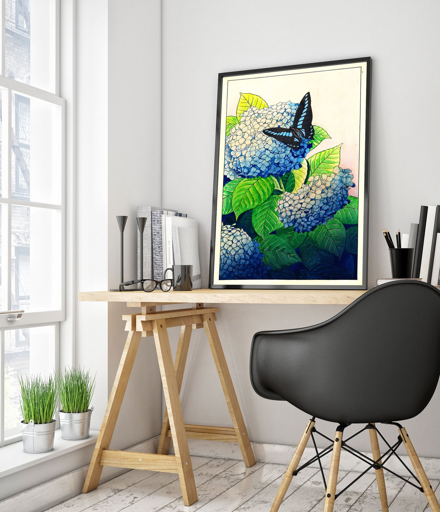 Hortensia's en Vlinder