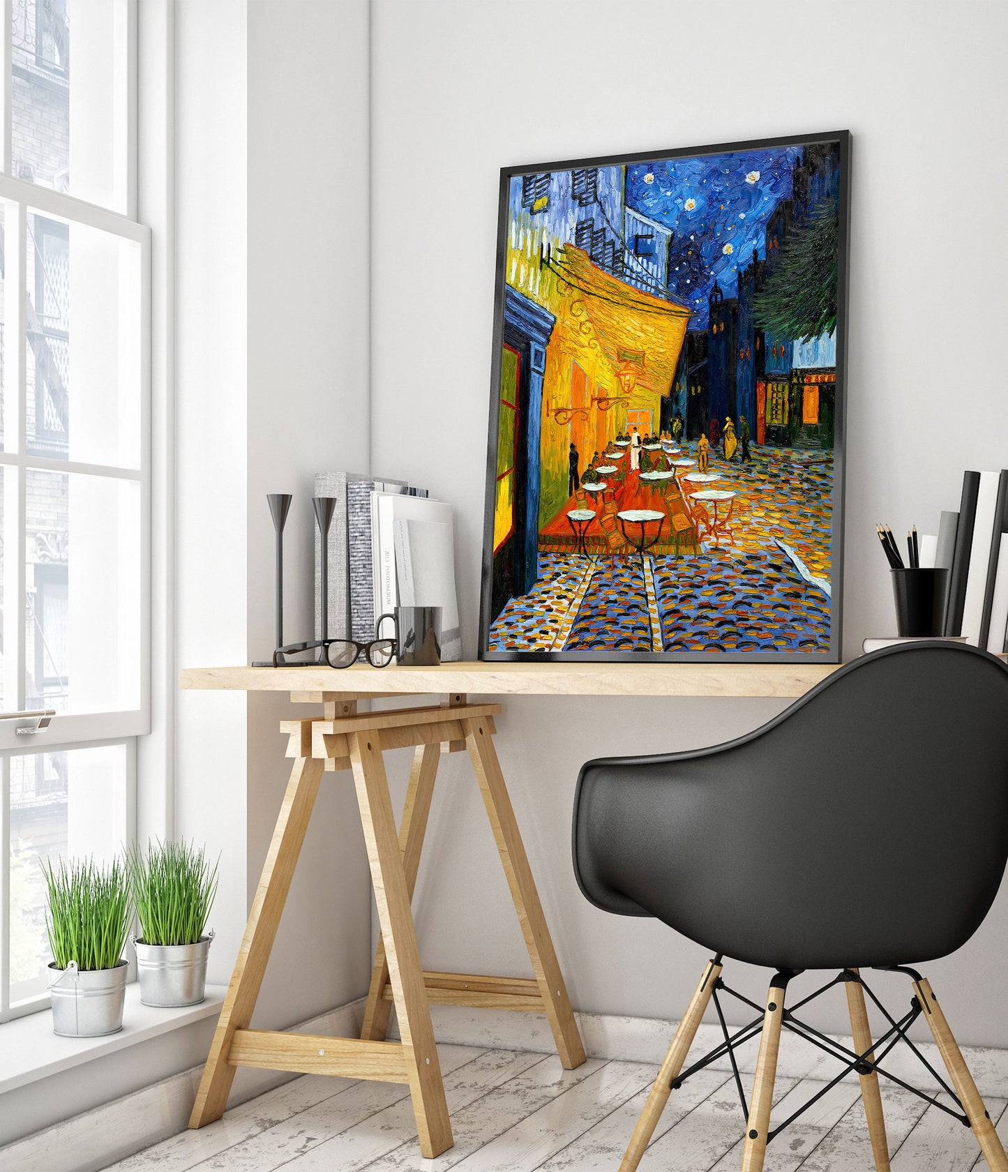 Caféterrass om natten