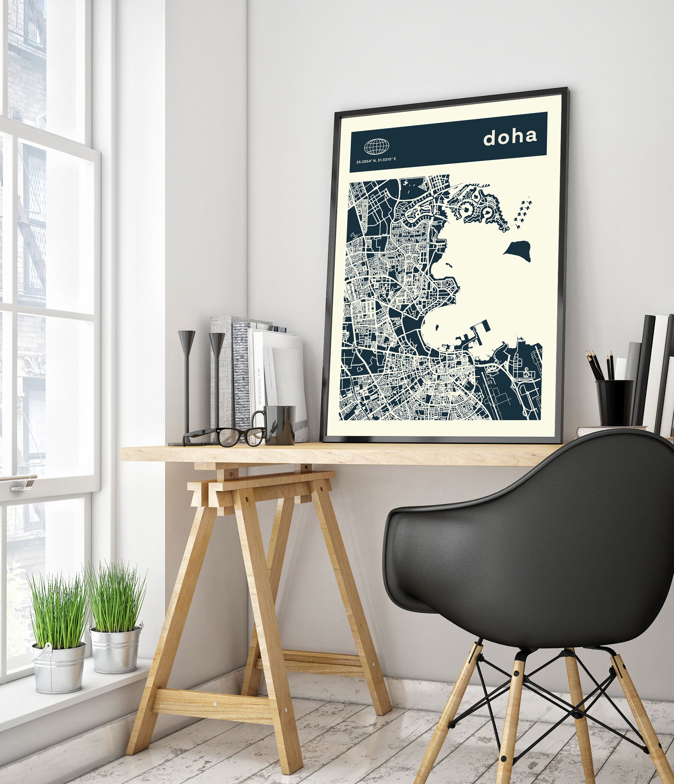 Doha - City Map | Travel | Framed Prints & Posters – Animato
