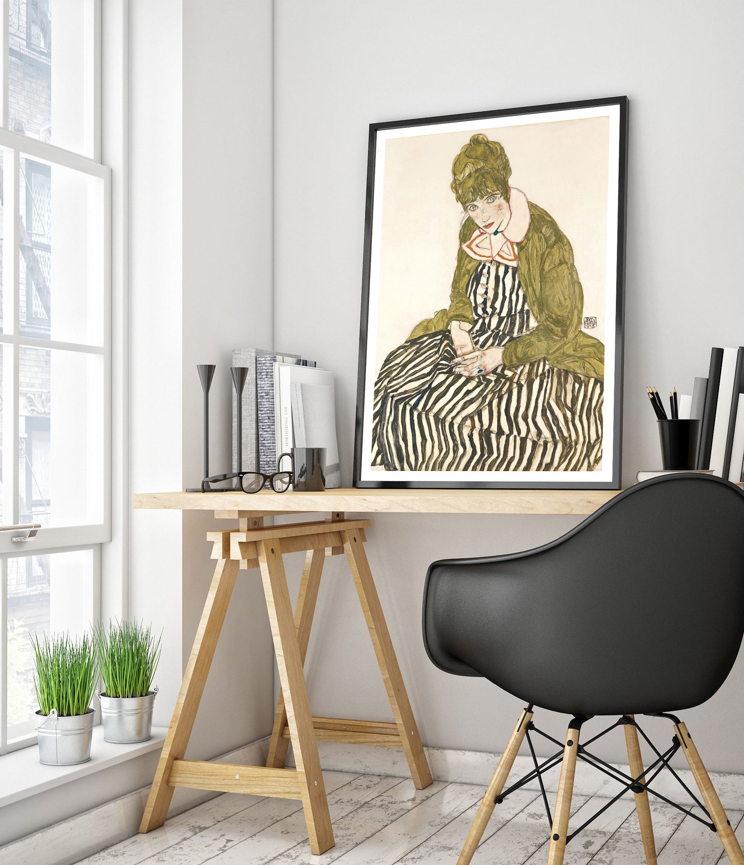 Edith with Striped Dress, Sitting