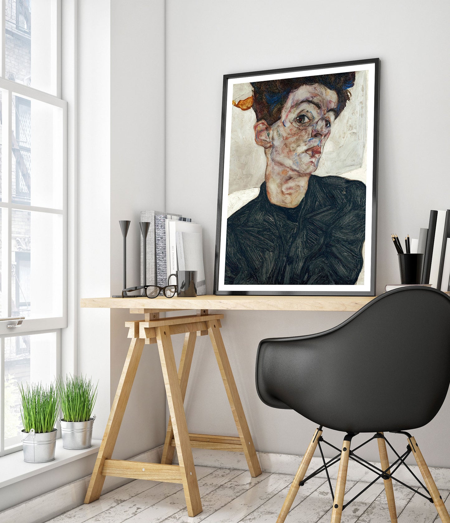 Self-Portrait with Chinese Lantern Plant