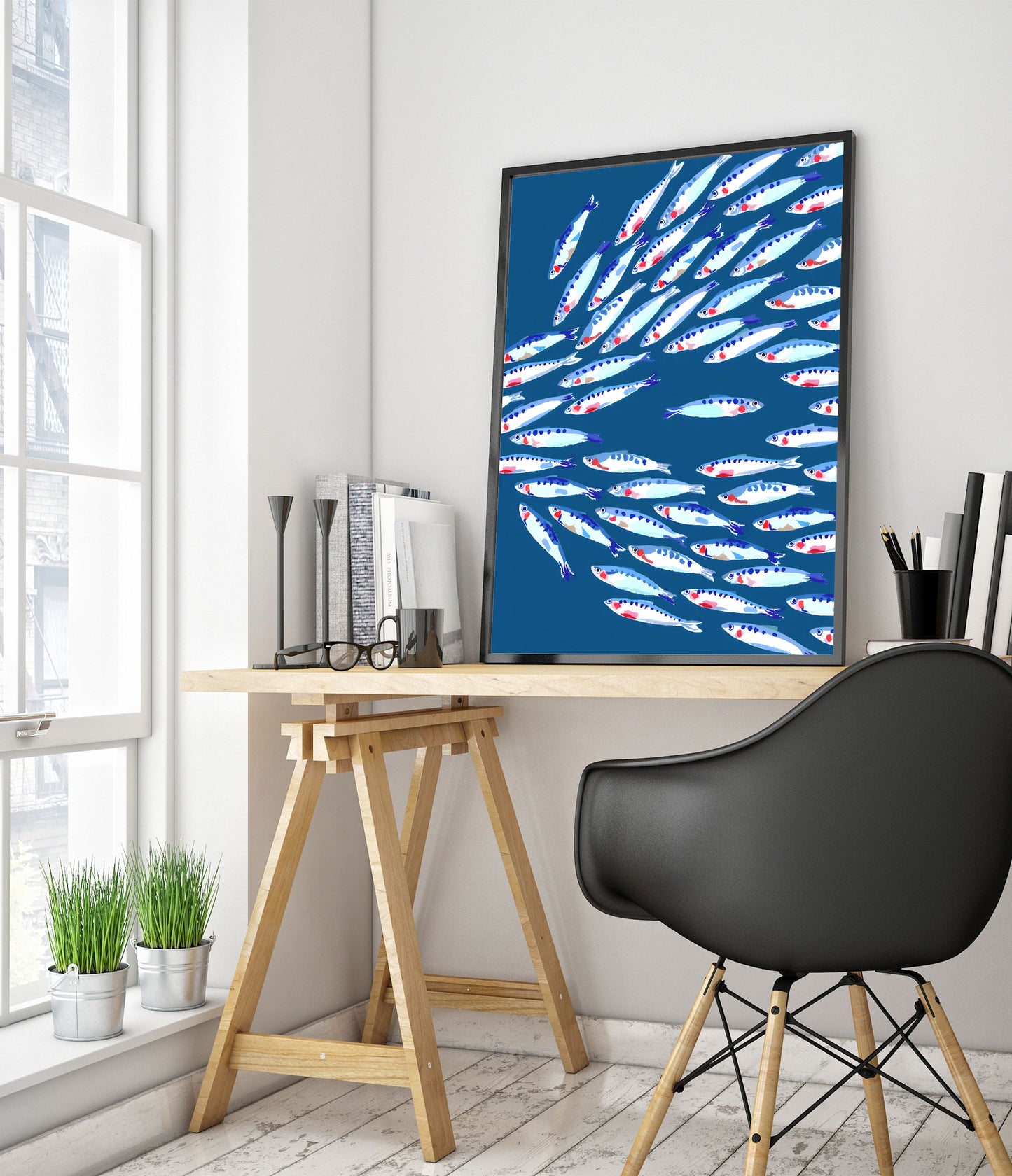 Gegen den Fischschwarm schwimmen