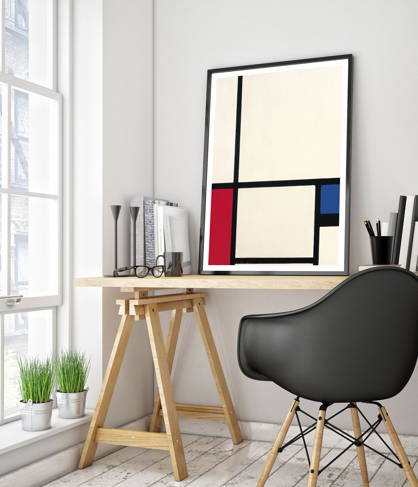 Komposition in Farben Nr. 1 mit Rot und Blau