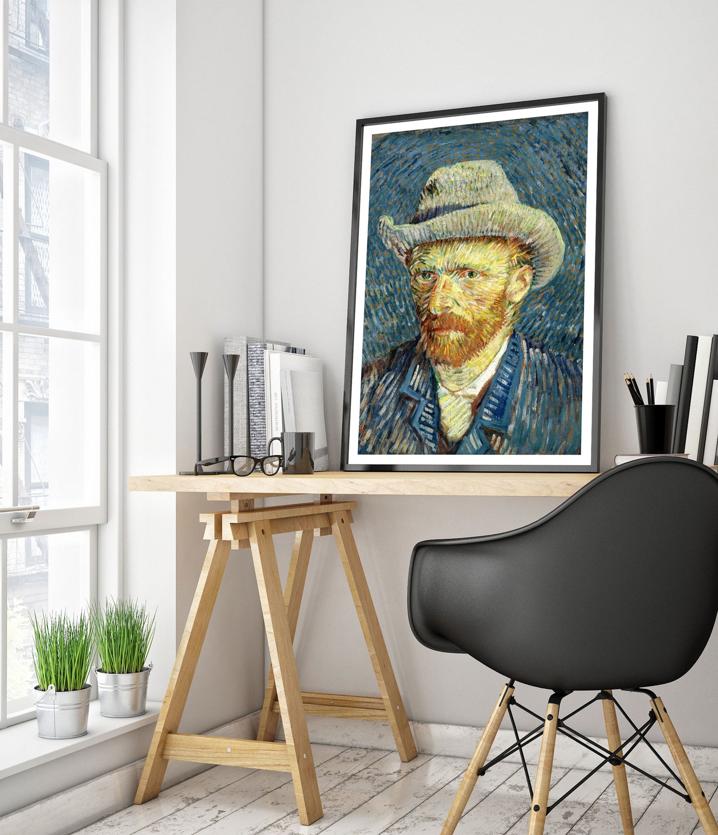 Self Portrait with Grey Felt Hat