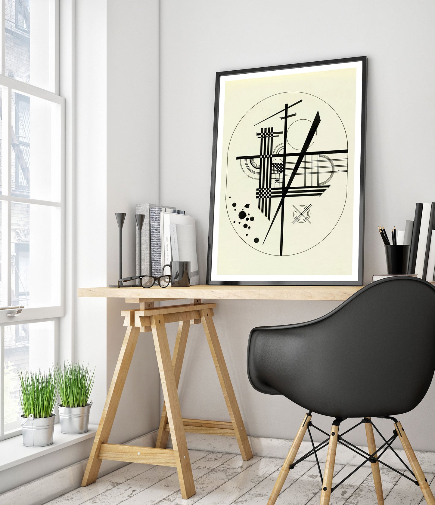 Ritning för punkt och linje till plan