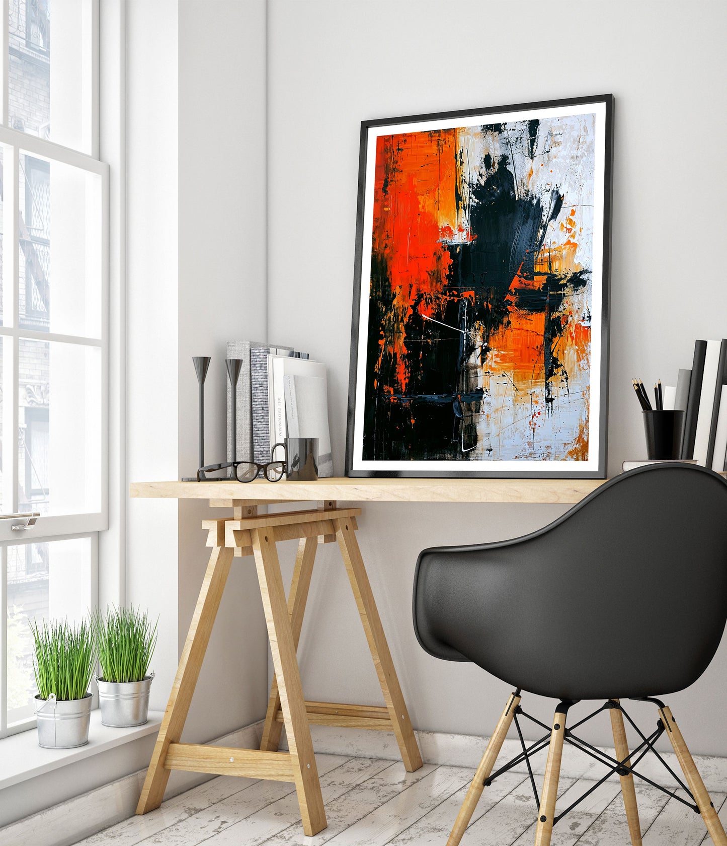 Neutral mit orangefarbenem Akzent, Porträt III